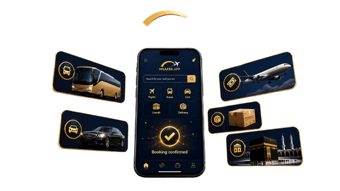 تطبيق مسافر يعرض خدمات النقل البري والرحلات الخاصة وتذاكر الطيران والشحن ورحلات العمرة
